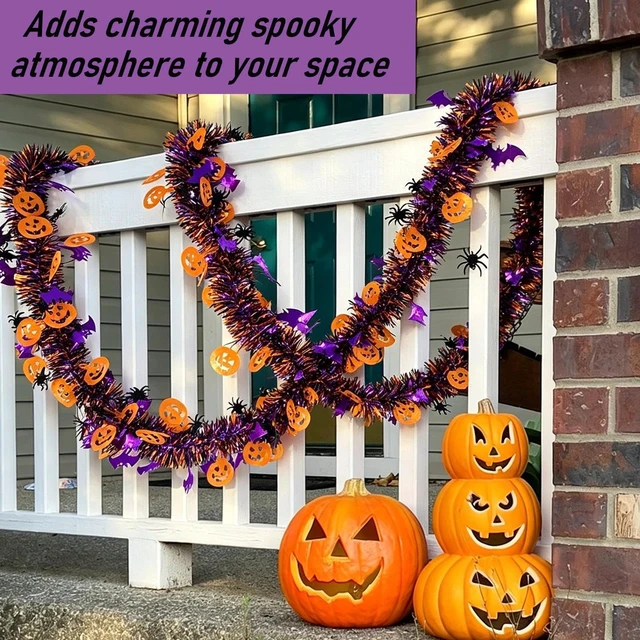 Alt view image 5 of 5 - Halloween Garland Decorations,52Ft Pumpkin Bats Spider Garland Decor | Halloween Decorations Outdoor, PVC Material, Change The Shape, Reuse, Lightweight, Convenient Storage Without Taking Up Space