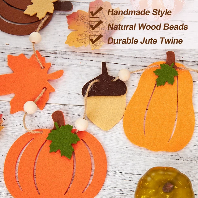 Alt view image 4 of 7 - Fall Garland Felt Pumpkin Decor for Home Thanksgiving Decorations with Fall Leaf and Pumpkin Decoration, Halloween Decor for Classroom,Office,Living Room