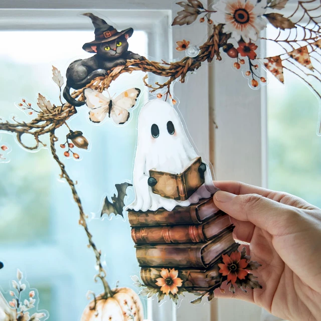 Alt view image 2 of 7 - Halloween Ghost Garland, Waterproof Halloween Garland Decorations for Indoor, Outdoor, Office, Classroom, Home Mantels
