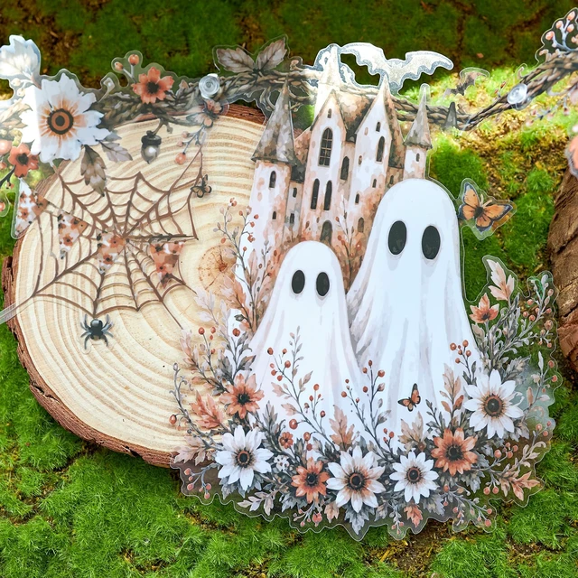 Alt view image 6 of 7 - Halloween Ghost Garland, Waterproof Halloween Garland Decorations for Indoor, Outdoor, Office, Classroom, Home Mantels