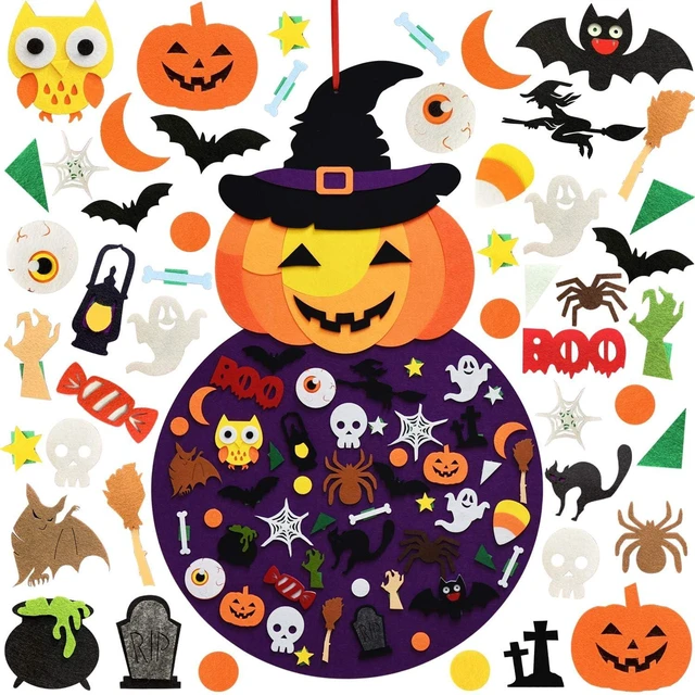 Main image of DIY Halloween Pumpkin Witch Decor, Felt Halloween Crafts for Kids | 2.8FT Hanging Decor, Felt Halloween, Toddler Halloween Crafts, 50+ Ornaments, Indoor Outdoor Door Wall & Party Decoration
