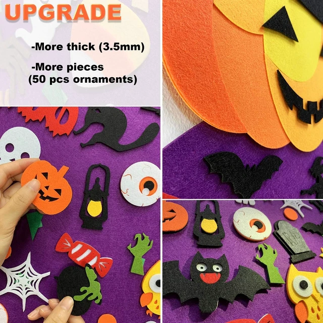 Alt view image 4 of 7 - DIY Halloween Pumpkin Witch Decor, Felt Halloween Crafts for Kids | 2.8FT Hanging Decor, Felt Halloween, Toddler Halloween Crafts, 50+ Ornaments, Indoor Outdoor Door Wall & Party Decoration