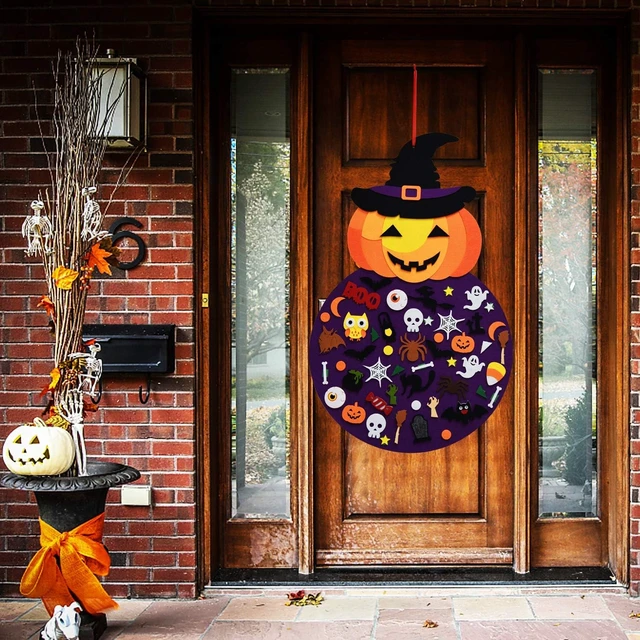 Alt view image 6 of 7 - DIY Halloween Pumpkin Witch Decor, Felt Halloween Crafts for Kids | 2.8FT Hanging Decor, Felt Halloween, Toddler Halloween Crafts, 50+ Ornaments, Indoor Outdoor Door Wall & Party Decoration