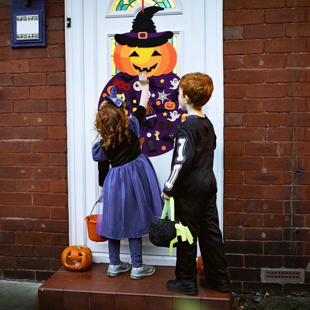 Alt view image 7 of 7 - DIY Halloween Pumpkin Witch Decor, Felt Halloween Crafts for Kids | 2.8FT Hanging Decor, Felt Halloween, Toddler Halloween Crafts, 50+ Ornaments, Indoor Outdoor Door Wall & Party Decoration
