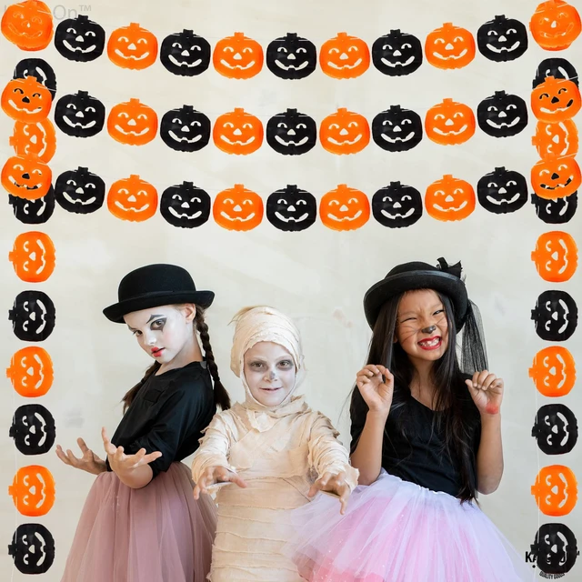 Alt view image 5 of 7 - Long Pumpkin Halloween Garland 10 Feet | 3 Strings, No DIY, Black and Orange Pumpkin Garland for Halloween Party Decorations