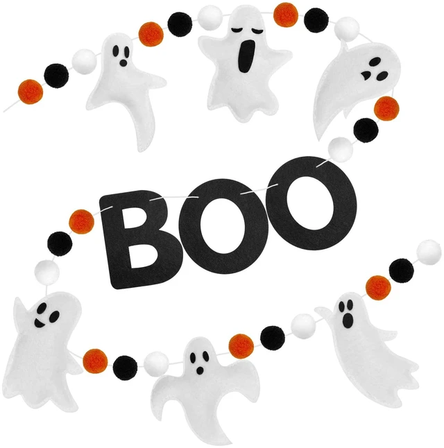 Main image of 6.6Ft Ghost Garland Halloween Felt Boo Banner for Halloween Home Mantel Wall Window Decor Party Supplies