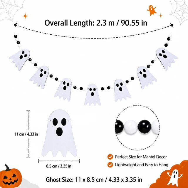 Alt view image 2 of 7 - Halloween Ghost Garland Decorations Cute Halloween Banner for Party Decor