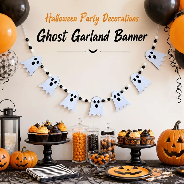 Alt view image 5 of 7 - Halloween Ghost Garland Decorations Cute Halloween Banner for Party Decor