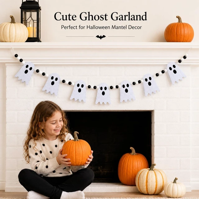 Alt view image 6 of 7 - Halloween Ghost Garland Decorations Cute Halloween Banner for Party Decor