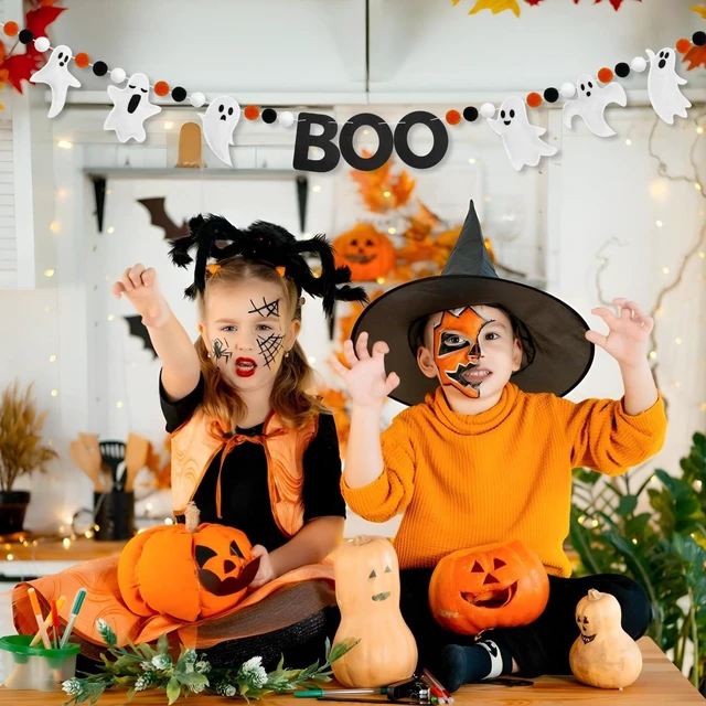 Alt view image 7 of 7 - 6.6Ft Ghost Garland Halloween Felt Boo Banner for Halloween Home Mantel Wall Window Decor Party Supplies