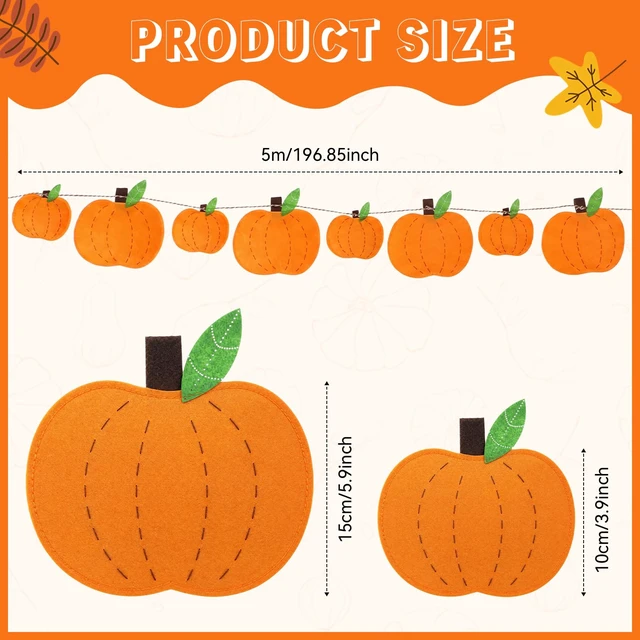 Alt view image 2 of 6 - Fall Pumpkin Felt Garland 16.4 ft Pumpkin 3D Hanging Garland Thanksgiving Decorations for Autumn Harvest Home Mantel Fireplace Door Wall Indoor Outdoor Party Decor