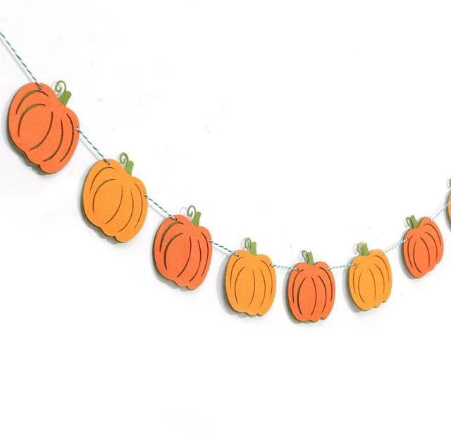 Main image of Felt Pumpkin Garland - Halloween Pumpkin Banner, Thanksgiving Felt Double Layers Pumpkin Garland, Cute Pumpkin Banner for Halloween or Fall Harvest Party