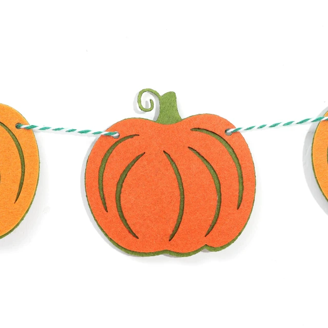 Alt view image 2 of 7 - Felt Pumpkin Garland - Halloween Pumpkin Banner, Thanksgiving Felt Double Layers Pumpkin Garland, Cute Pumpkin Banner for Halloween or Fall Harvest Party