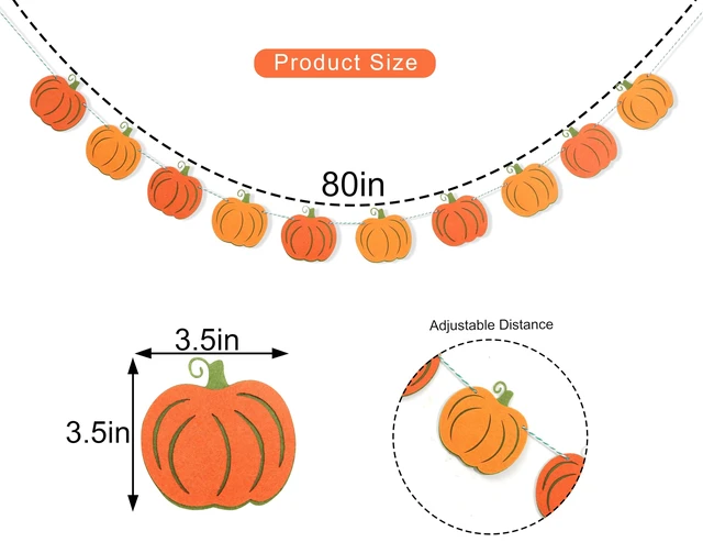 Alt view image 3 of 7 - Felt Pumpkin Garland - Halloween Pumpkin Banner, Thanksgiving Felt Double Layers Pumpkin Garland, Cute Pumpkin Banner for Halloween or Fall Harvest Party