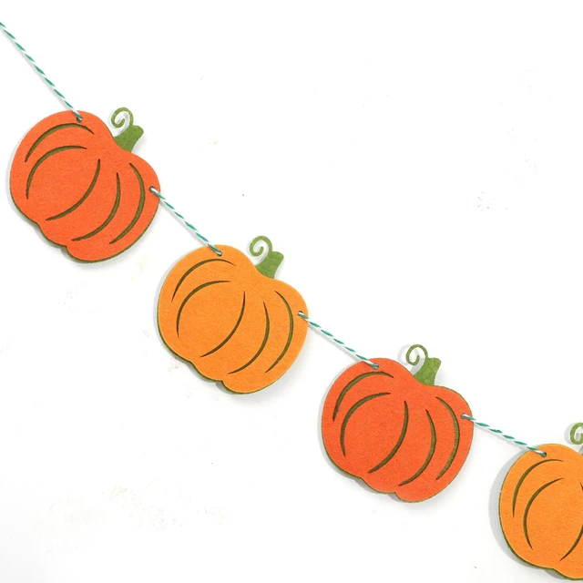 Alt view image 6 of 7 - Felt Pumpkin Garland - Halloween Pumpkin Banner, Thanksgiving Felt Double Layers Pumpkin Garland, Cute Pumpkin Banner for Halloween or Fall Harvest Party