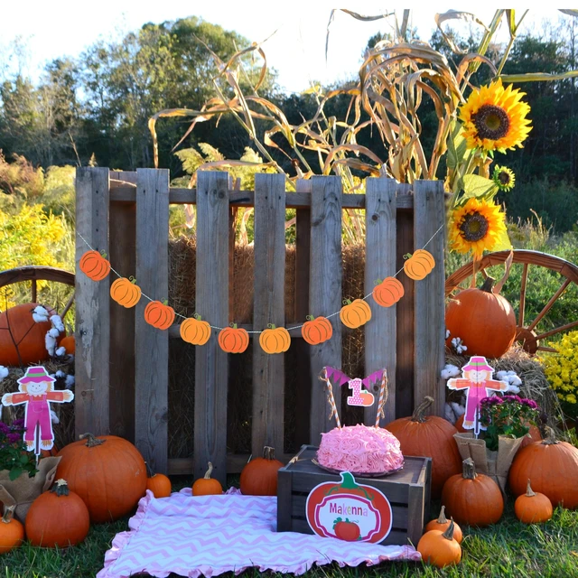 Alt view image 5 of 7 - Felt Pumpkin Garland - Halloween Pumpkin Banner, Thanksgiving Felt Double Layers Pumpkin Garland, Cute Pumpkin Banner for Halloween or Fall Harvest Party