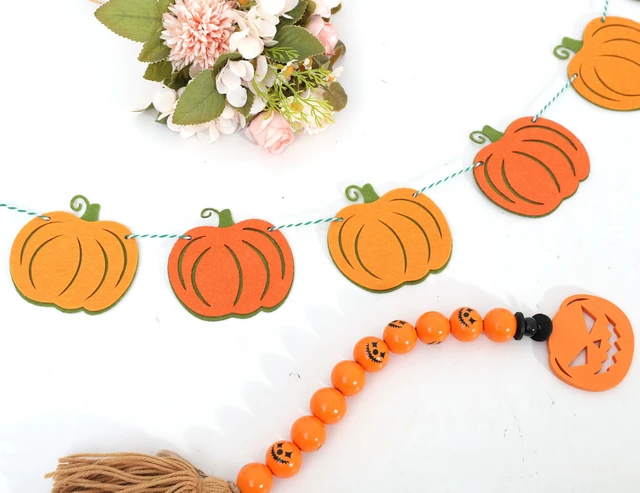 Alt view image 7 of 7 - Felt Pumpkin Garland - Halloween Pumpkin Banner, Thanksgiving Felt Double Layers Pumpkin Garland, Cute Pumpkin Banner for Halloween or Fall Harvest Party