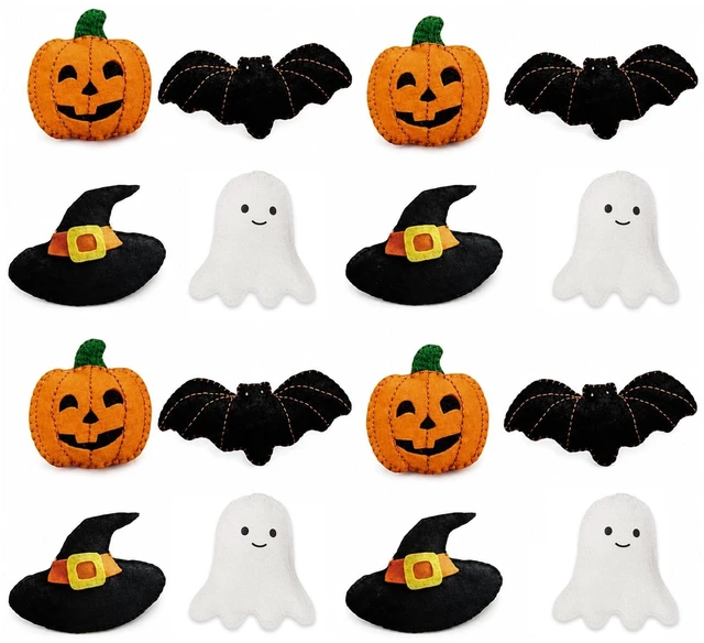 Main image of 32Pcs Halloween Felt Ornaments, 3D Ghost Bat Pumpkin Witch Hat | Cute Spooky, Hanging Decorations, for Home Party Garland Banner Mantle Wall Decor