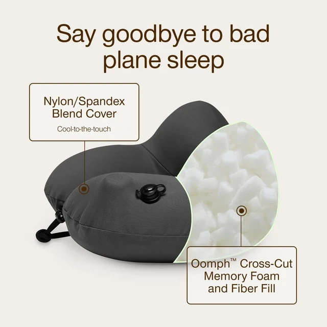 Alt view image 5 of 7 - AirJustable Travel Neck Pillow, Inflatable, Adjustable Support for Neck & Chin, Compact, Soft Memory Foam Comfort, Airplane Travel Essentials, Cooling & Washable Cover