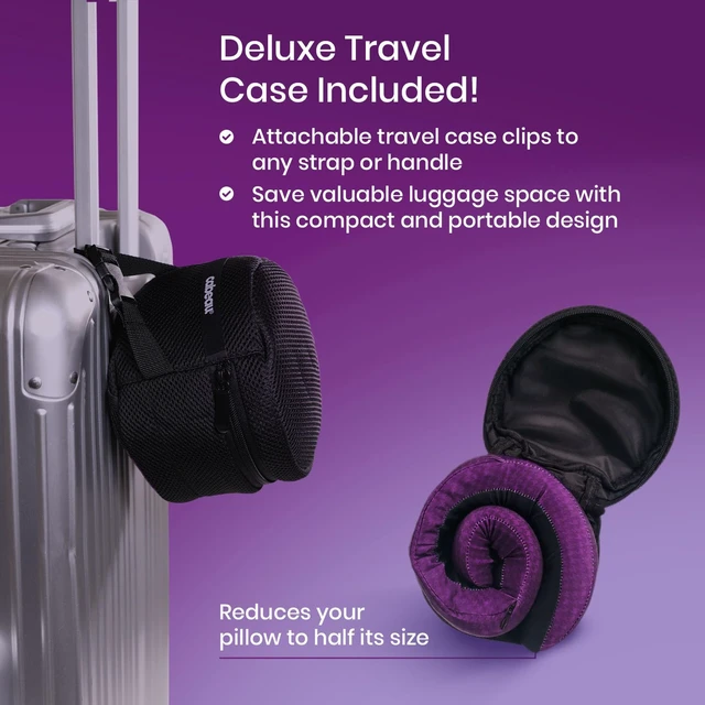 Alt view image 7 of 7 - Evolution Cool Travel Neck Pillow by - Cooling Airflow Vents, Memory Foam Neck Support, and Adjustable Clasp - Comfort On-The-Go with Carrying Case - Airplane, Train, Car, and Gaming (Blue)