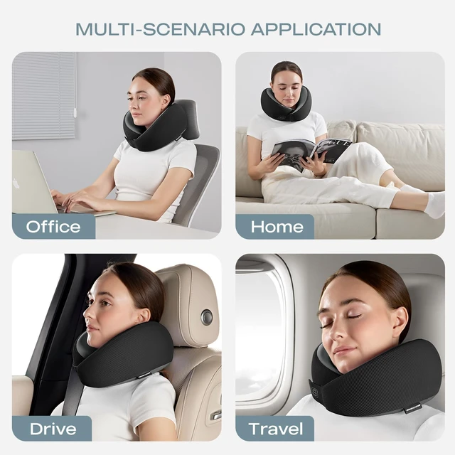 Alt view image 7 of 7 - Memory Foam Neck Pillow, Comfortable & Breathable Travel Pillow,Neck Pillow Airplane for Travel, Car Rides, Home, and Office Use, Ergonomic Design for Men and Women,Black