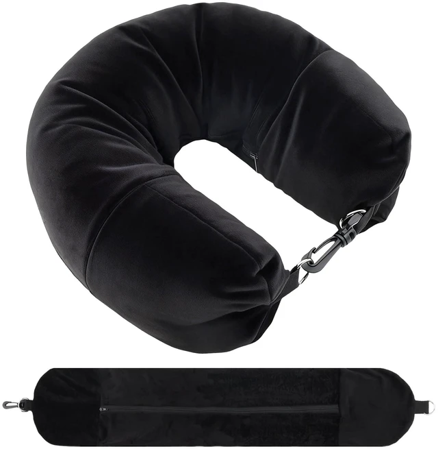 Main image of 1-Pack Stuffable Travel Pillow for Extra Luggage - Travel Neck Pillow with Adjustable Neck Size - Multifunctional Velvet Neck Pillowcas - Sleeping Rest Cushion Travel Essentials
