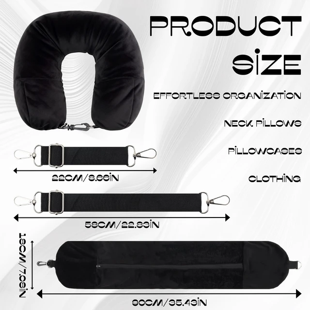 Alt view image 2 of 6 - 1-Pack Stuffable Travel Pillow for Extra Luggage - Travel Neck Pillow with Adjustable Neck Size - Multifunctional Velvet Neck Pillowcas - Sleeping Rest Cushion Travel Essentials