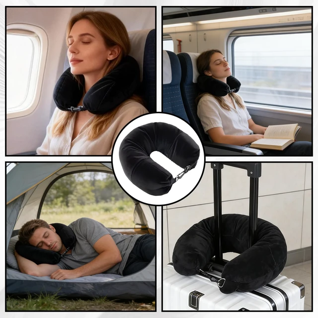 Alt view image 6 of 6 - 1-Pack Stuffable Travel Pillow for Extra Luggage - Travel Neck Pillow with Adjustable Neck Size - Multifunctional Velvet Neck Pillowcas - Sleeping Rest Cushion Travel Essentials