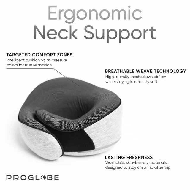 Alt view image 3 of 7 - Travel Neck Pillow for Airplanes, Long Haul Flight Kit, Grey | Long Flight Travel Kit with 3D Contoured Eye Masks, Earplugs and Luxury Bag, Updated Material Plane Sleeping Support