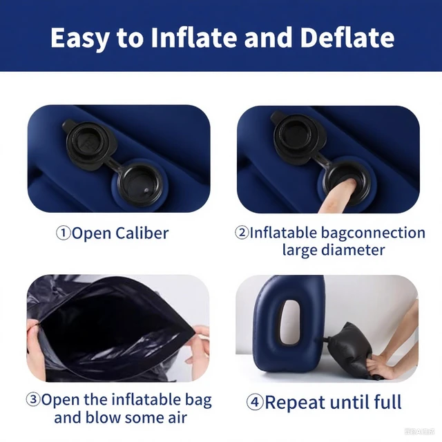 Alt view image 4 of 6 - Neck Pillow Airplane Pillow for Long Flight,airplanesleep Support,Airplane Sleeping Support, Inflatable Pillow for Flights, Travel Essentials Neck Pillows for Airplanes