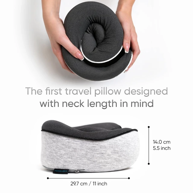 Alt view image 5 of 7 - Travel Neck Pillow for Airplanes, Long Haul Flight Kit, Grey | Long Flight Travel Kit with 3D Contoured Eye Masks, Earplugs and Luxury Bag, Updated Material Plane Sleeping Support