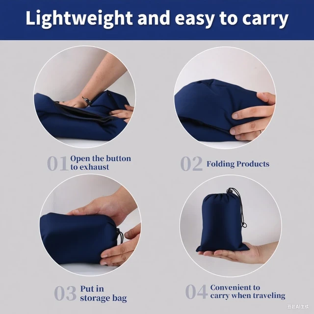 Alt view image 5 of 6 - Neck Pillow Airplane Pillow for Long Flight,airplanesleep Support,Airplane Sleeping Support, Inflatable Pillow for Flights, Travel Essentials Neck Pillows for Airplanes