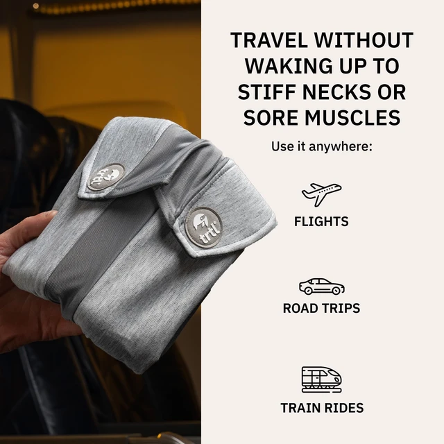 Alt view image 4 of 7 - Pillow Plus - Airplane Neck Pillow for Traveling - Breathable, Adjustable Travel Pillow - Head and Neck Support in Airplanes, Cars, and Trains - Machine Washable - Charcoal