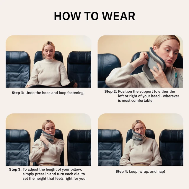 Alt view image 5 of 7 - Pillow Plus - Airplane Neck Pillow for Traveling - Breathable, Adjustable Travel Pillow - Head and Neck Support in Airplanes, Cars, and Trains - Machine Washable - Charcoal