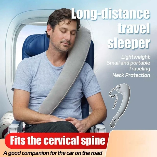 Alt view image 3 of 7 - Travel Pillow Inflatable All-in-One Travel Neck Pillow Body Pillows Headrest Airplane Pillow for Traveling Long Flight Flying Plane Sleeping Road Trip Essentials Car Truck SUV RV Train Bus
