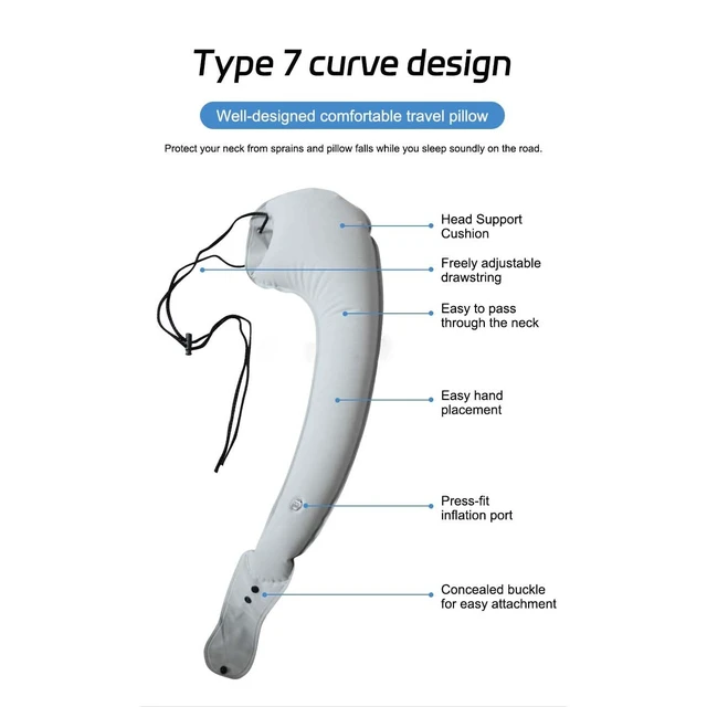 Alt view image 4 of 7 - Travel Pillow Inflatable All-in-One Travel Neck Pillow Body Pillows Headrest Airplane Pillow for Traveling Long Flight Flying Plane Sleeping Road Trip Essentials Car Truck SUV RV Train Bus