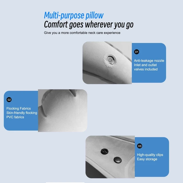 Alt view image 6 of 7 - Travel Pillow Inflatable All-in-One Travel Neck Pillow Body Pillows Headrest Airplane Pillow for Traveling Long Flight Flying Plane Sleeping Road Trip Essentials Car Truck SUV RV Train Bus