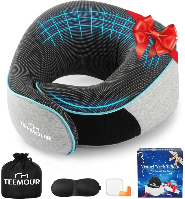 Main image of Travel Pillow-Neck Pillows for Airplanes, Memory Foam Travel Neck Pillow for Long Flights|Airport Travel Essentials 360° Support Gifts for Travellers With Eye Mask & Earplugs, Portable Carry Bag
