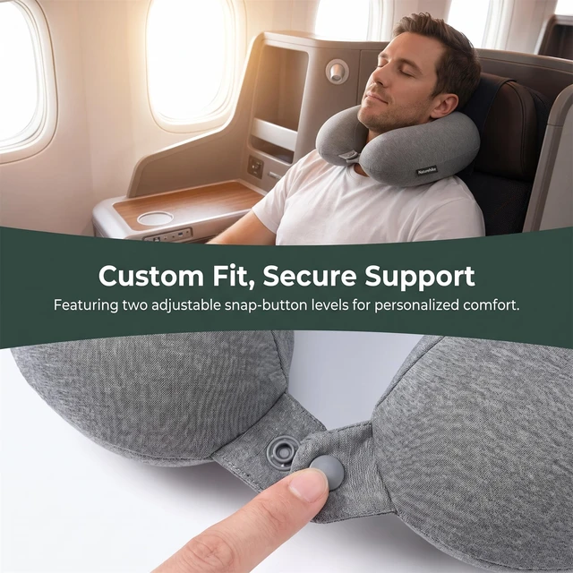 Alt view image 2 of 6 - Inflatable Travel Neck Pillow, 1.8oz Ultralight U-Shaped Pillow | Ergonomic Cervical Support Pillow for Airplane Car Office Camping, Washable Skin-Friendly Fabric Compact Head Rest Pillow