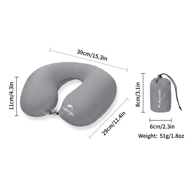 Alt view image 3 of 6 - Inflatable Travel Neck Pillow, 1.8oz Ultralight U-Shaped Pillow | Ergonomic Cervical Support Pillow for Airplane Car Office Camping, Washable Skin-Friendly Fabric Compact Head Rest Pillow