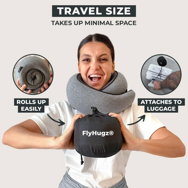 Alt view image 4 of 6 - Neck Travel Pillow Memory Foam Neck Pillow, Gray | Pillow for Comfort on Airplane Compact and Ergonomic Design for Travel, Car Rides, and Home Use Ideal for Adults and Kids.