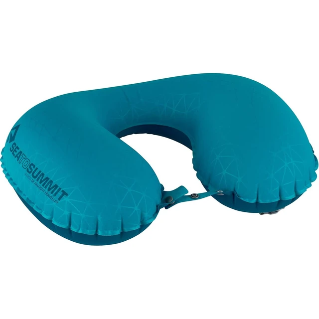 Alt view image 4 of 7 - Aeros Ultralight Traveller Inflatable Neck Pillow, Aqua | Ultralight inflatable neck pillow packs into an ultra-compact package for maximum comfort on planes, trains, and road trips