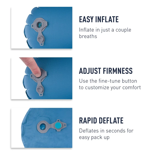 Alt view image 3 of 7 - Aeros Ultralight Traveller Inflatable Neck Pillow, Aqua | Ultralight inflatable neck pillow packs into an ultra-compact package for maximum comfort on planes, trains, and road trips