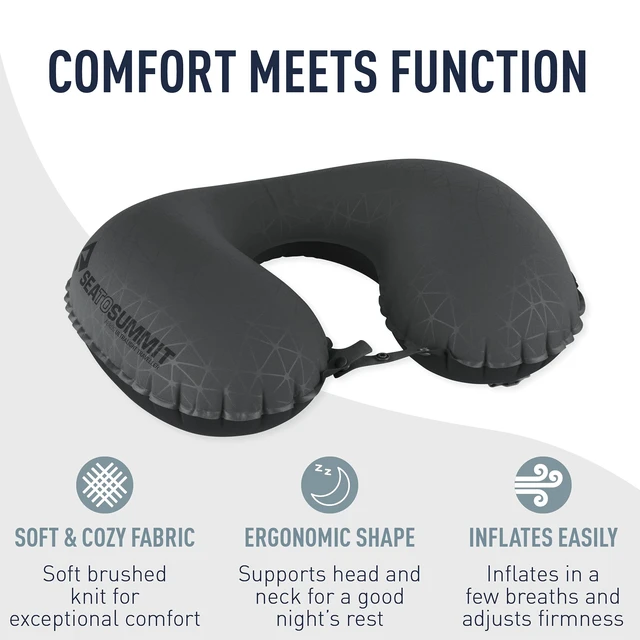 Alt view image 6 of 7 - Aeros Ultralight Traveller Inflatable Neck Pillow, Aqua | Ultralight inflatable neck pillow packs into an ultra-compact package for maximum comfort on planes, trains, and road trips