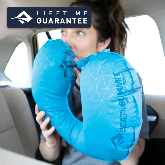 Alt view image 7 of 7 - Aeros Ultralight Traveller Inflatable Neck Pillow, Aqua | Ultralight inflatable neck pillow packs into an ultra-compact package for maximum comfort on planes, trains, and road trips