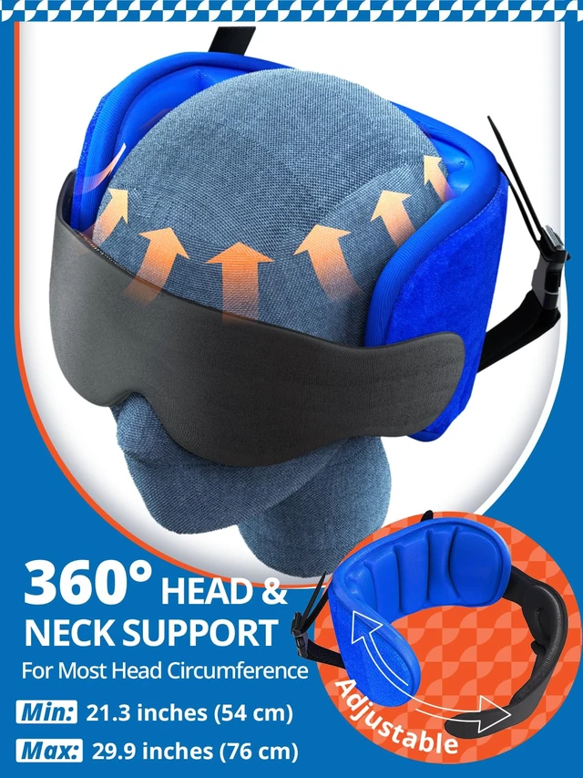 Alt view image 6 of 7 - Airplane Travel Pillow with Chin Strap, Stable Head Support, Black | Extra Chin Support, Secures to Seat Headrest, Airplane Sleep Without Head Bobbing, 360° Support Plane Pillow for Long Flight