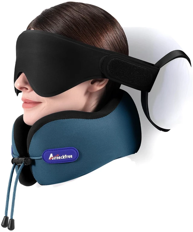 Main image of Travel Neck Pillow for Airplane,Memory Foam,3D Eye Mask | 360 Ergonomic Pillow Head Neck Chin Sleep Support Essentials for Traveling/Long-haul Light/Car/Train/Office/Home Teal