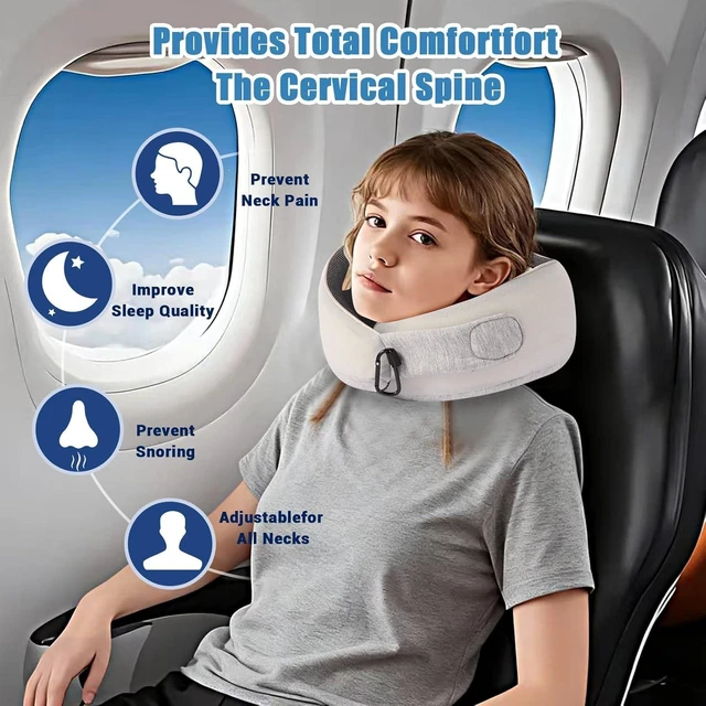 Alt view image 3 of 7 - Travel Pillows for Airplanes,Neck Pillow for Traveling, Memory Foam Travel Pillows Neck Support Sleep for Long Flight,Suitable for Airplanes,Offices and Cars