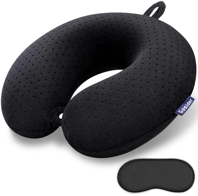 Main image of Black Travel Neck Pillow U Shape Memory Foam Airplane Pillow Soft | Travel Pillows for Airplanes, Compact Neck Pillow Travel, Neck and Head Support, For Planes, Car, Train, Office Use