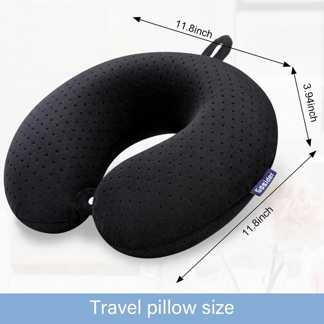 Alt view image 3 of 7 - Black Travel Neck Pillow U Shape Memory Foam Airplane Pillow Soft | Travel Pillows for Airplanes, Compact Neck Pillow Travel, Neck and Head Support, For Planes, Car, Train, Office Use